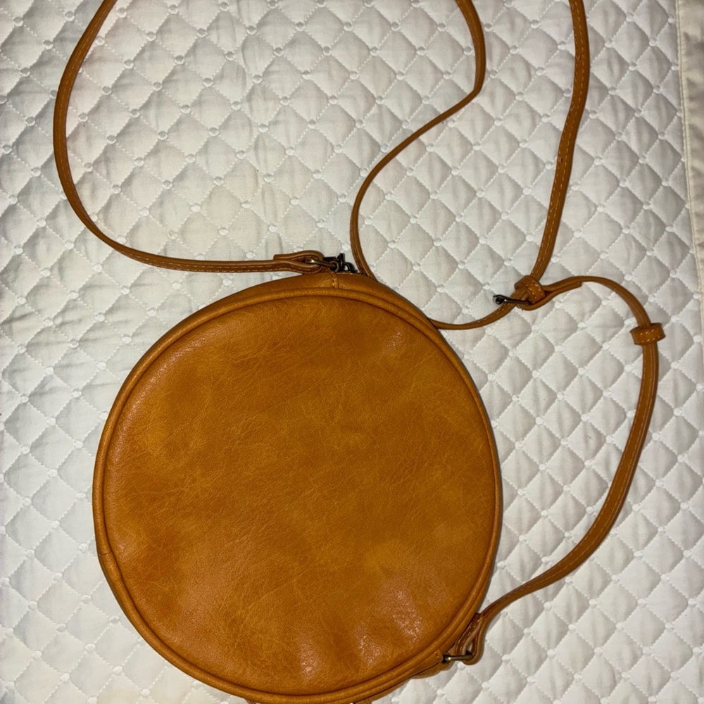 Round Tan Leather Crossbody Bag - Picture 11 of 15